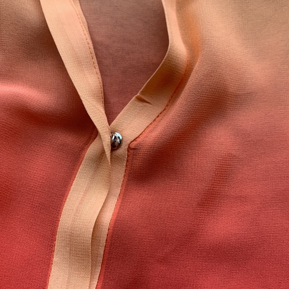 ORANGE SILK CHIFFON OMBRÉ BLOUSE - Picture 9 of 11